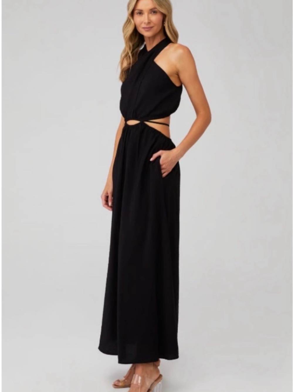 Young Fabulous & Broke Black Maxi Dress with Cutouts